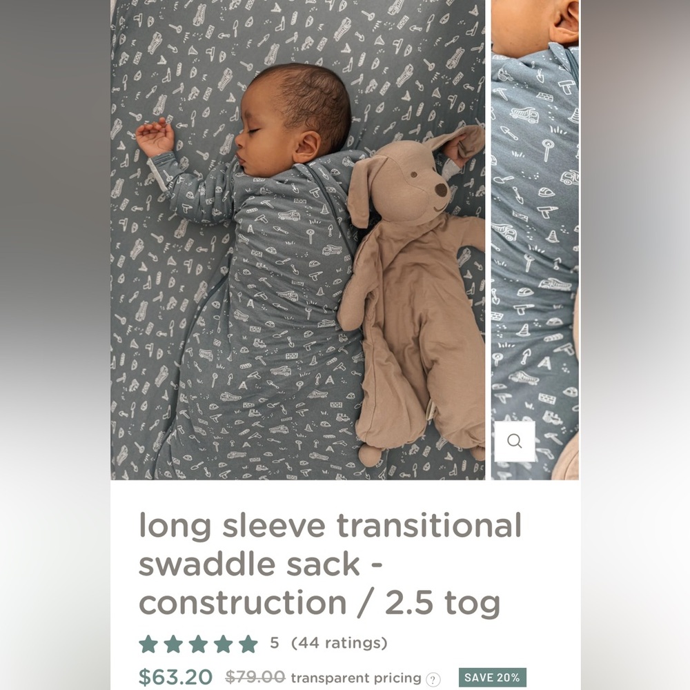 Gunamuna Long Sleeve Transitional Swaddle Sack - Blue NWOT